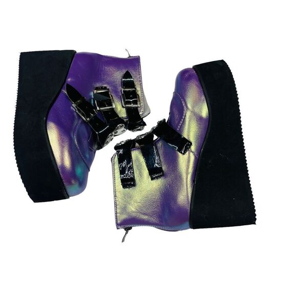 Purple Metallic Platform Ankle Boots - Size 6 - Picture 10 of 16